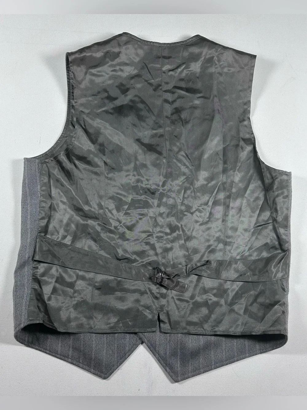Perry Ellis Suit Vest Gray Herringbone Mens Large Wool Blend